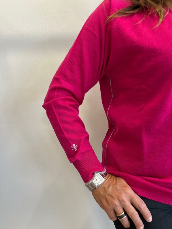 Maglia scollo a V  Over BASIC WHO*S WHO    NERA e FUCSIA - immagine 16