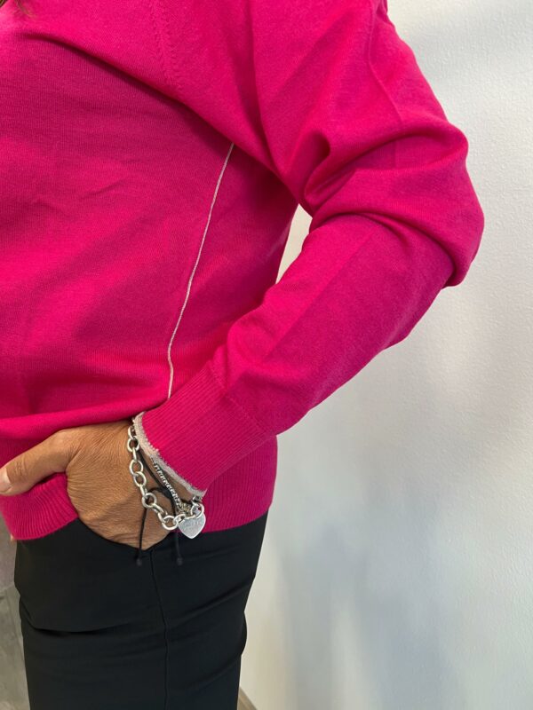 Maglia scollo a V  Over BASIC WHO*S WHO    NERA e FUCSIA - immagine 14