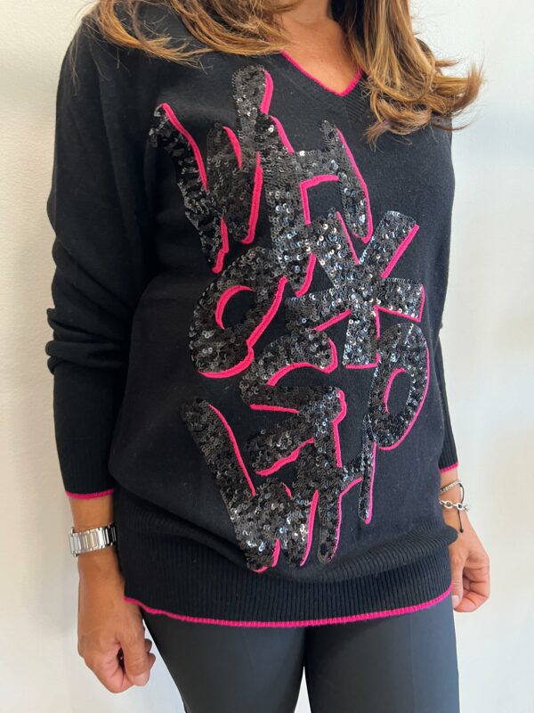 Maglia scollo a V con Paillettes WHO*S WHO - immagine 13