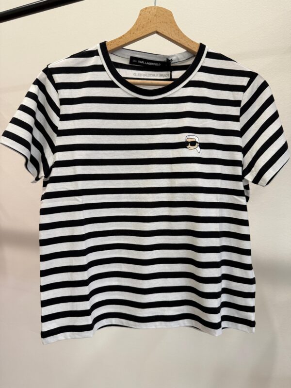 T-Shirt Karl Lagerfeld squadrata a righe con grafica IKON - immagine 3