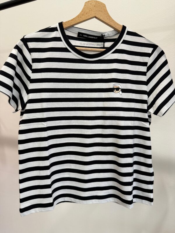 T-Shirt Karl Lagerfeld squadrata a righe con grafica IKON