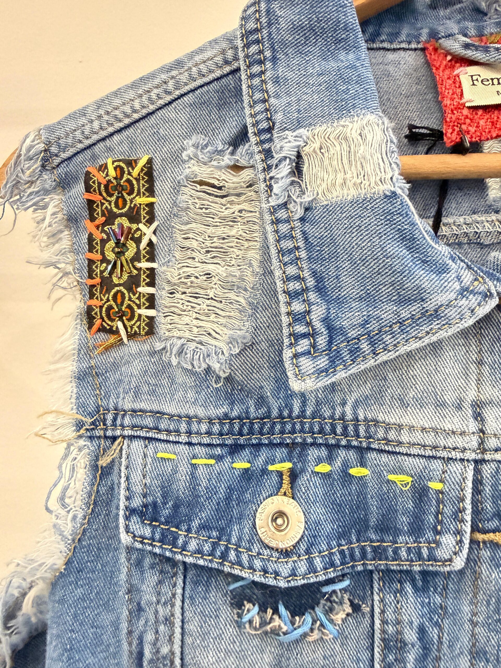 Gilet Jeans Femme Rouge by Àlmala - immagine 5